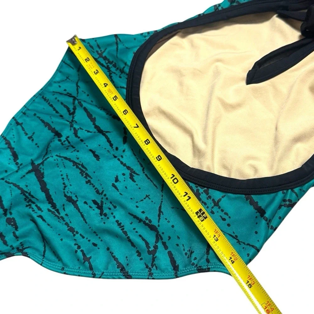 NEW Stussy RARE Green‎ Black Bow Open Back One Piece Swimsuit Vacation Beach S